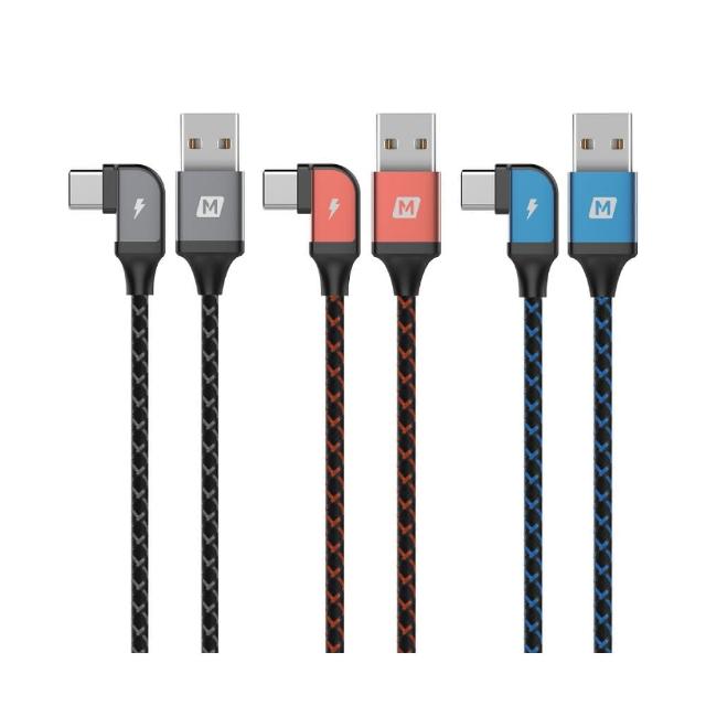 【Momax】Go Link 3A Type C 彎頭編織傳輸線1.2m-DA13(QC3.0-3A快充)