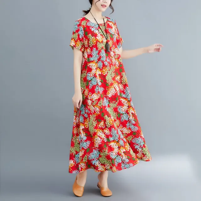 【Keer】現貨-玩美衣櫃繽紛花卉休閒寬鬆洋裝M-2XL(共三色)