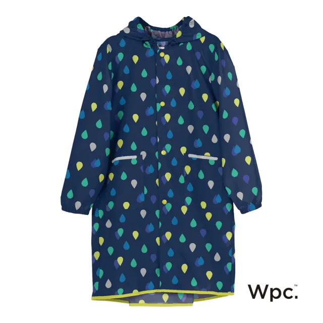 【w.p.c】空氣感兒童雨衣/超輕量防水風衣 附收納袋(藍雨滴M)
