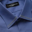 【ROBERTA 諾貝達】台灣製 合身版 變化領口商務長袖襯衫(藍色)