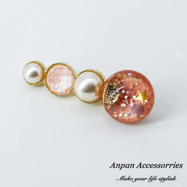 【Anpan】925銀針韓東大門海底彩色宇宙耳環-粉色