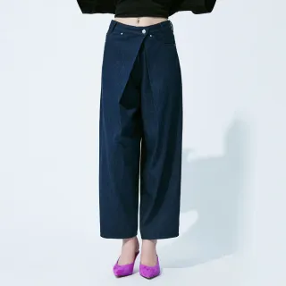 【BRAPPERS】女款 Boy friend系列-打摺寬褲(藍)