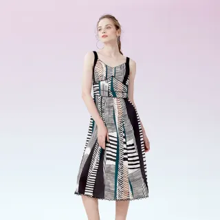 【KeyWear 奇威名品】普普藝術風格幾何線條氣質洋裝