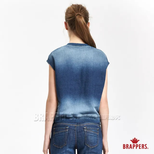 【BRAPPERS】女款 牛仔拼接短袖上衣(藍)