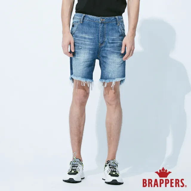 【BRAPPERS】男款 HM-中腰系列-全棉五分垮褲(藍)