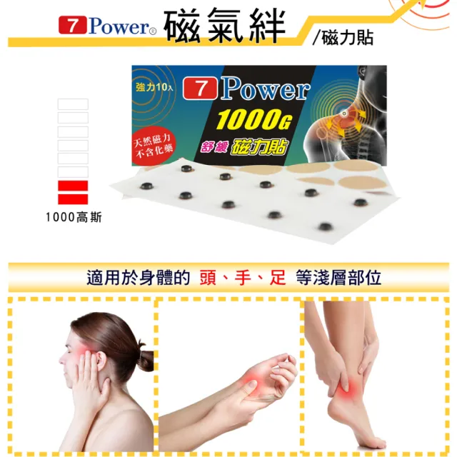 【7Power】MIT舒緩磁力貼1000G X 10包超值組(10枚/包)