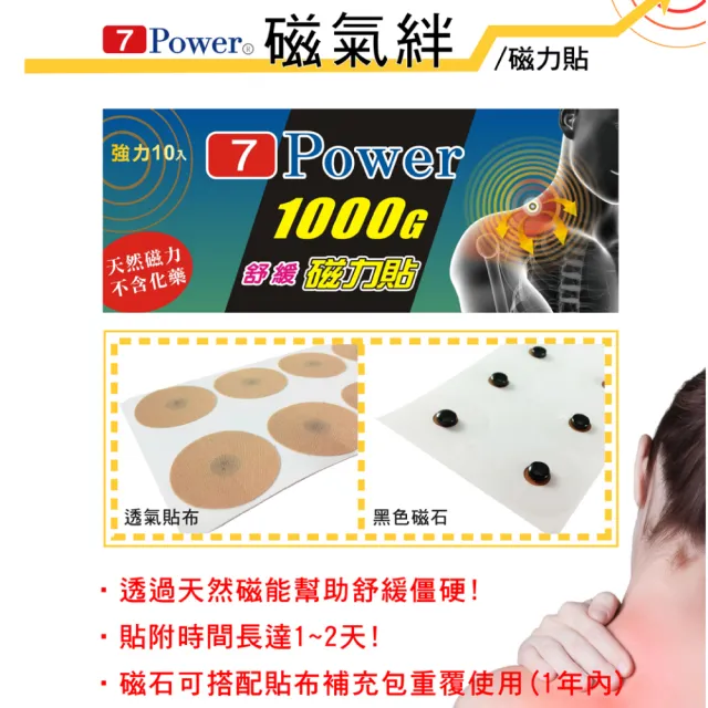 【7Power】MIT舒緩磁力貼1000G X 10包超值組(10枚/包)