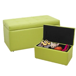 【CLORIS】現代時尚收納沙發椅凳-綠色(加厚皮革)