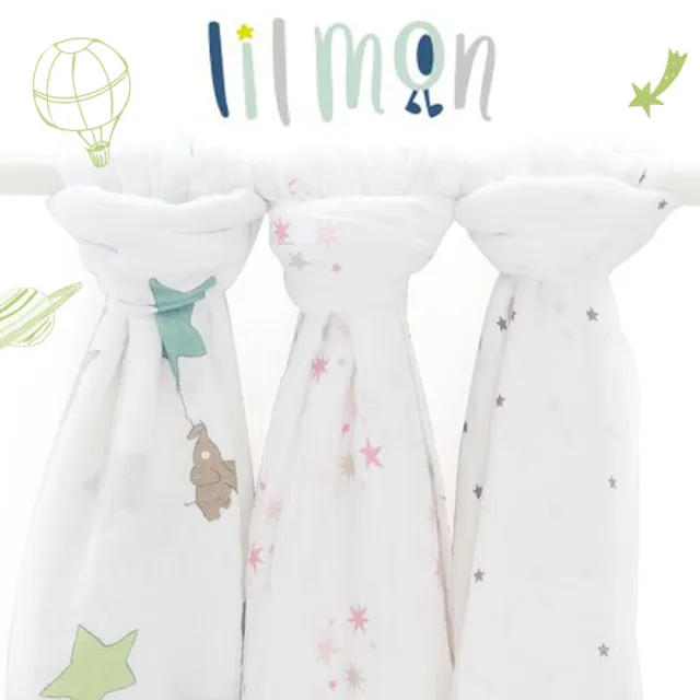 【lilmon】小星星涼感紗布巾  二入組(100%純棉超涼感多功能包巾被)