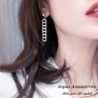 【Anpan】韓東大門氣質階梯水晶鑽石垂墜耳針式耳環