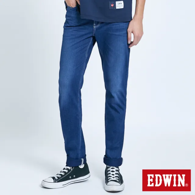 【EDWIN】男裝 JERSEYS EJ2棉感小直筒迦績褲(石洗藍)