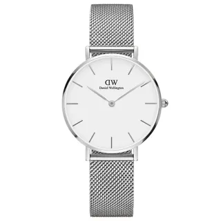 【Daniel Wellington】DW 手錶 Petite Sterling 32mm星鑽銀米蘭金屬錶(DW手錶男錶女錶 DW00100164)