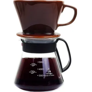 【嚴選咖啡沖泡組2】小號陶瓷濾杯+台玻600ml咖啡壺塑把/泡咖啡/泡茶濾杯/手沖咖啡濾器(2入隨機出貨)