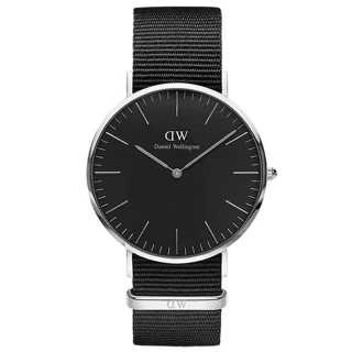 【Daniel Wellington】DW 手錶  Classic Cornwall 40mm寂靜黑織紋錶(兩色 DW00100148)