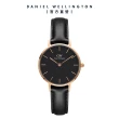 【Daniel Wellington】DW 手錶 Petite Sheffield 28mm爵士黑真皮皮革錶(DW00100224)