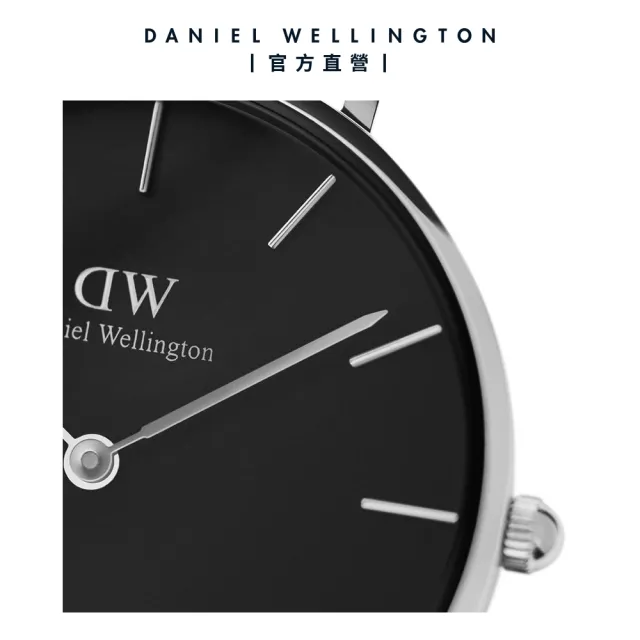 【Daniel Wellington】DW 手錶 Petite Cornwall 32mm寂靜黑織紋錶 絕版-銀框(DW00100216)