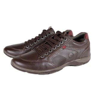 【Ferricelli】Azera牛皮綁帶緩衝彈性墊休閒運動鞋(深咖啡 F42525-COF)