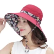 【89 zone】法式透氣純色 大帽簷帽 沙灘帽 漁夫帽 太陽帽 防風帽 防曬帽 遮陽帽(紅)