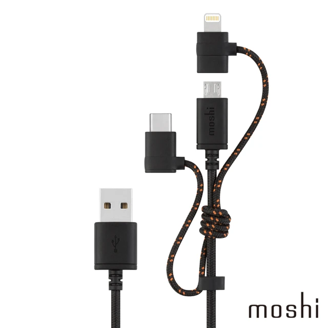 【moshi】三合一萬用充電線(USB-C Lightning MicroUSB)