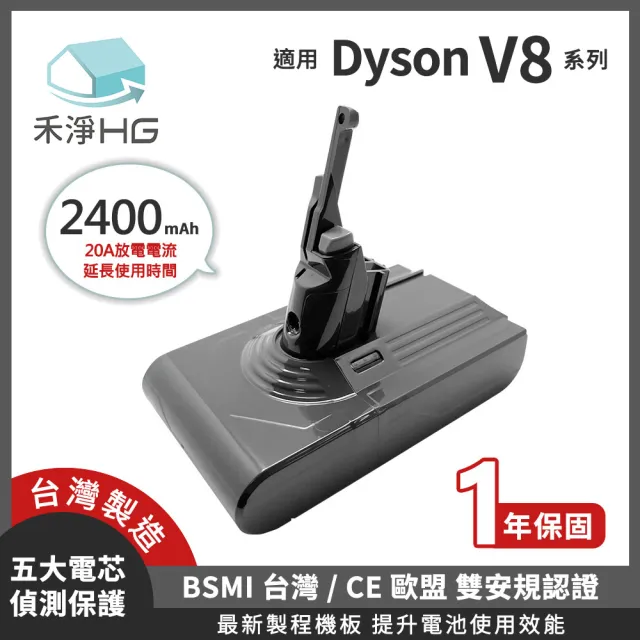 【禾淨家用HG】Dyson V8 2400mAh 副廠吸塵器鋰電池 DC8225(加贈前置濾網+後置濾網)