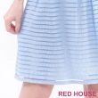 【RED HOUSE 蕾赫斯】透明感條紋及膝裙(淺藍)
