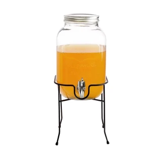 【日本FOREVER】夏天必備派對玻璃果汁飲料桶-含桶架(4L)