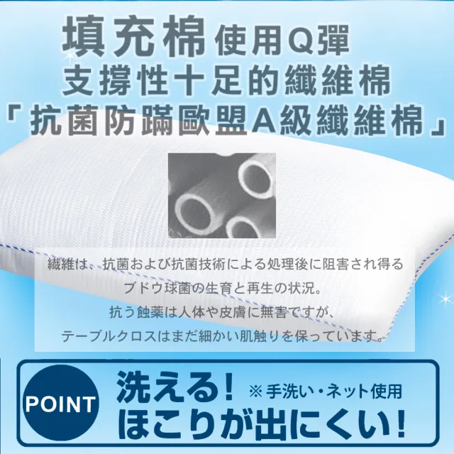 【透氣專家】2入-台灣製彈力網布水洗QQ枕頭 高澎軟纖維綿枕(可以洗的枕頭)
