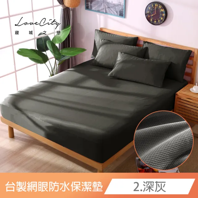 【Love City 寢城之戀】台灣製 專業級吸濕排汗網眼 100%防水防蹣 床包式保潔墊(特大_多色任選)