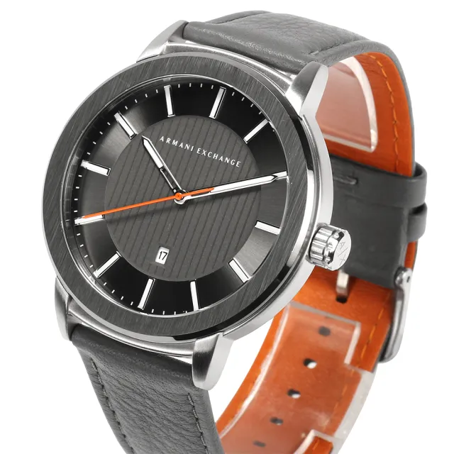【ARMANI EXCHANGE】A│X光燦黑色錶盤簡約時尚皮革腕錶(AX1462)