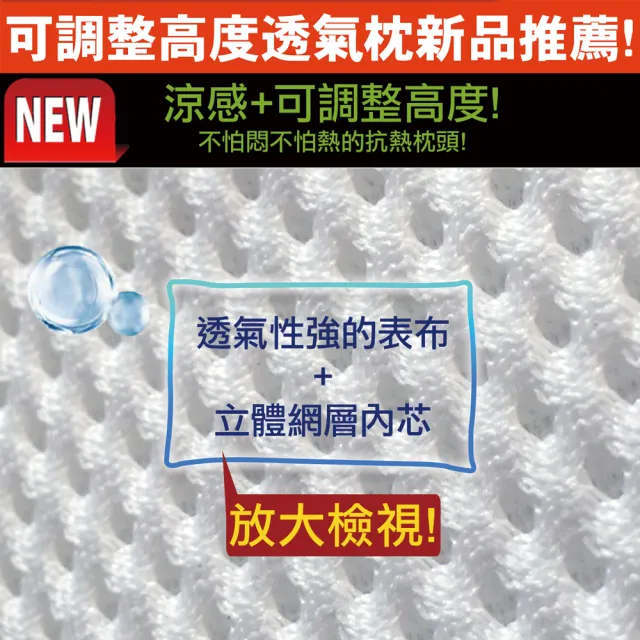 【Dr.Air透氣專家】買一送一可水洗 全6D 超強透涼枕頭 透氣防蹣(多層高度可調整)