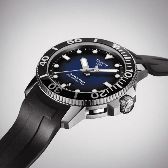 TISSOT 天梭】水鬼Seastar 1000 海洋之星300米潛水機械錶-藍x黑/43mm