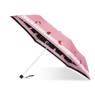 【雙龍牌】小熊音符超輕細黑膠三折傘 雨傘蛋捲傘陽傘(雙面圖案防風抗UV晴雨傘鉛筆傘B8010M)