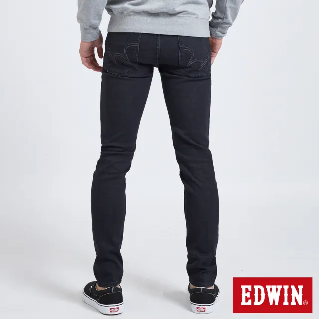 【EDWIN】男裝 EDGE 超彈窄管長褲(黑色)