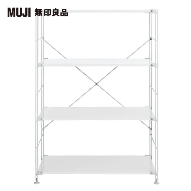 【MUJI 無印良品】SUS鋼製層架組/亮面淺灰/寬/中(大型家具配送)