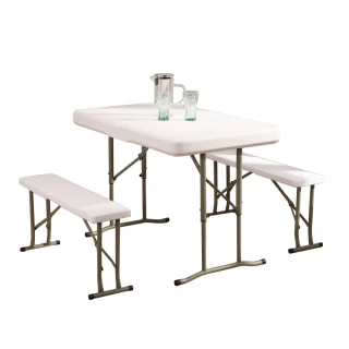 【LOGIS】折合升降桌椅組 防水輕巧 1桌2椅(折疊收納 書桌椅 活動桌椅)
