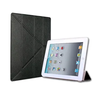 iPad Air3 10.5吋 2019 A2152 蠶絲紋Y折保護皮套(黑)
