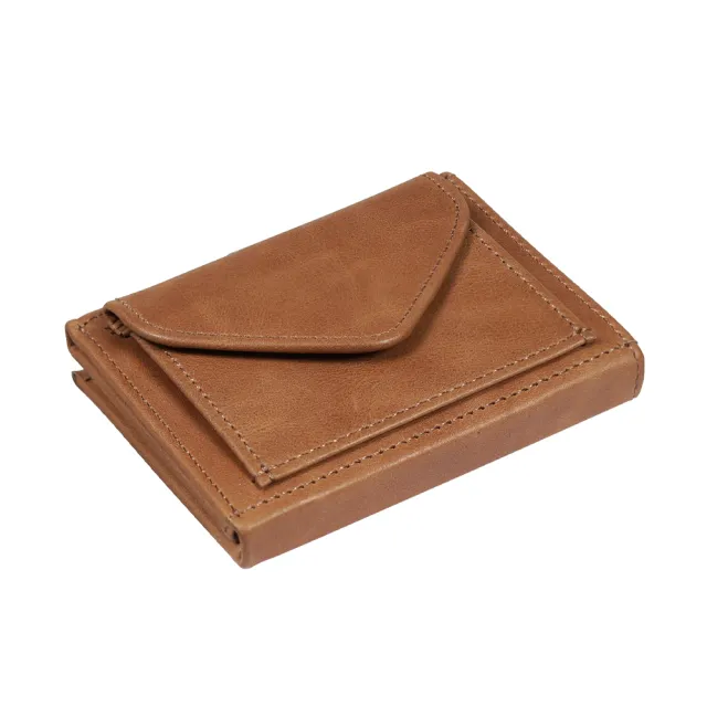 【挪威 EXENTRI】紳士皮夾-零錢袋款-淺棕色(皮夾 錢包 短夾 卡夾 信用卡夾 名片夾 皮夾推薦 RFID 禮物)