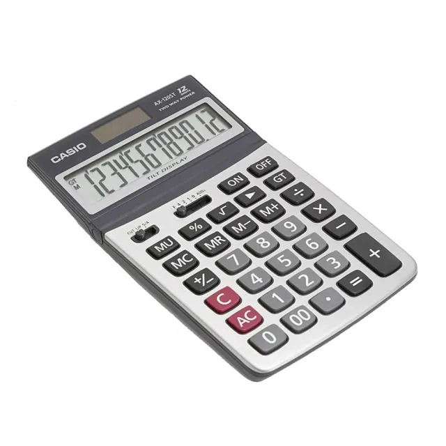 【CASIO 卡西歐】12位數雙電源可掀式商用計算機(AX-120ST)