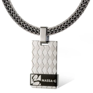 【MASSA-G 】黑色菱格純鈦墬搭配 X1 4mm超合金鍺鈦項鍊