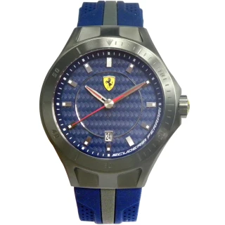 【Ferrari 法拉利】法拉利 競速時尚大三針運動錶藍面(FA0830081)