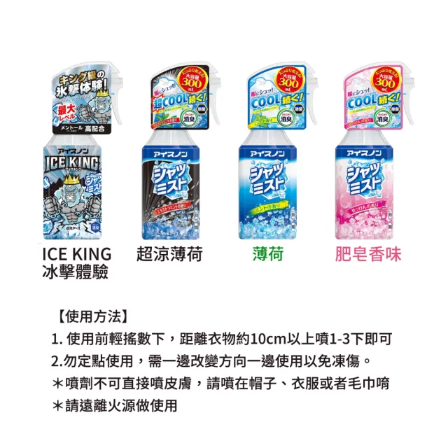 【白元】日本製 衣物涼感噴霧 300mlx1入(皂香 薄荷 可除臭 涼感降溫 急凍冷卻 消暑 冷凍噴霧)