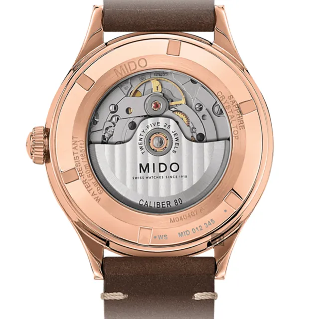 【MIDO 美度】官方授權 Multifort Patrimony 先鋒系列復古機械錶-玫瑰金框40mm(M0404073606000)