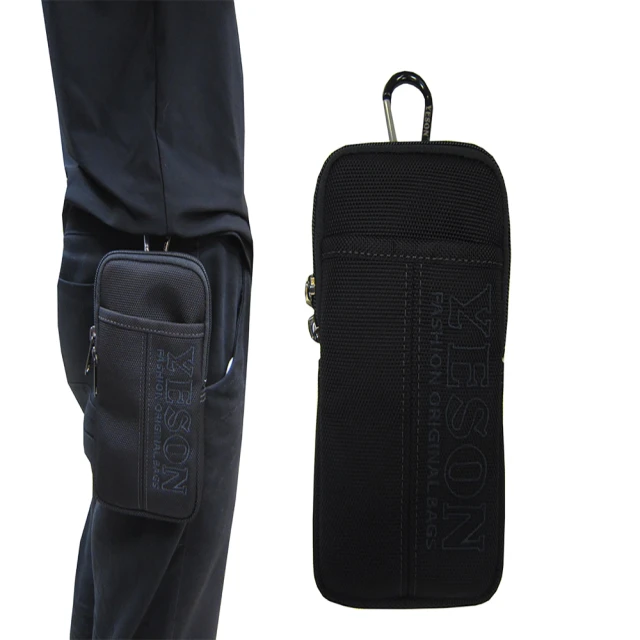 YESON 腰包小容量5.5吋手機穿過皮帶固定台灣製造超無敵耐用(高單數彈道防水尼龍布附活動型長背帶)