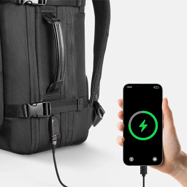 【leaper】現代時尚風格大容量可擴容式高機能防潑水15.6吋筆電旅行商務後背包