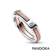 【Pandora 官方直營】Pandora Signature Logo & Pave 雙色戒指