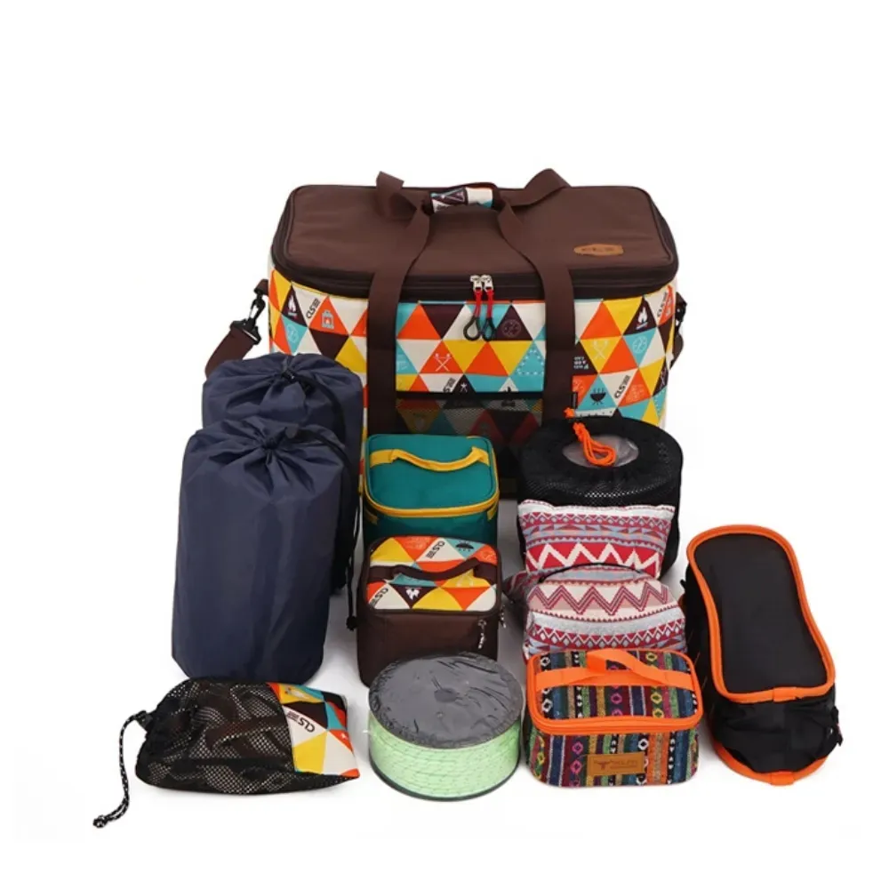 【May Shop】戶外大容量野營包可調節高度雜物收納箱露營手提包自駕旅行野餐包(高度可伸縮)