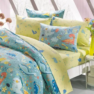 【HongYew 鴻宇】100%美國棉 防蹣抗菌 薄被套-迪迪龍 綠(雙人)