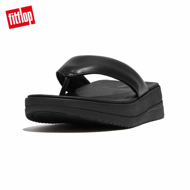 FitFlop SURFF LEATHER TOE-POST SANDALS運動風皮革夾腳涼鞋-女(靓黑色)