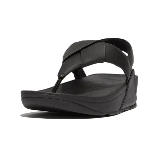 【FitFlop】LULU FOLDED-LEATHER BACK-STRAP SANDALS摺疊造型皮革後帶夾腳涼鞋-女(靓黑色)