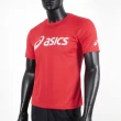【asics 亞瑟士】男 短袖 上衣 T恤 基本款 運動 健身 訓練 透氣 排汗 抗UV 紅 銀(K31415-23A)